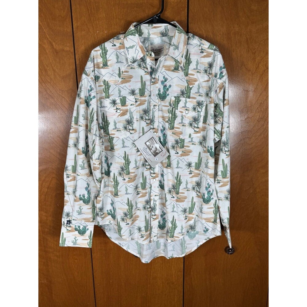 NWT Rockmount Ranch Wear Shirt Mens Medium White Cactus Western Pearl Snap Shirt